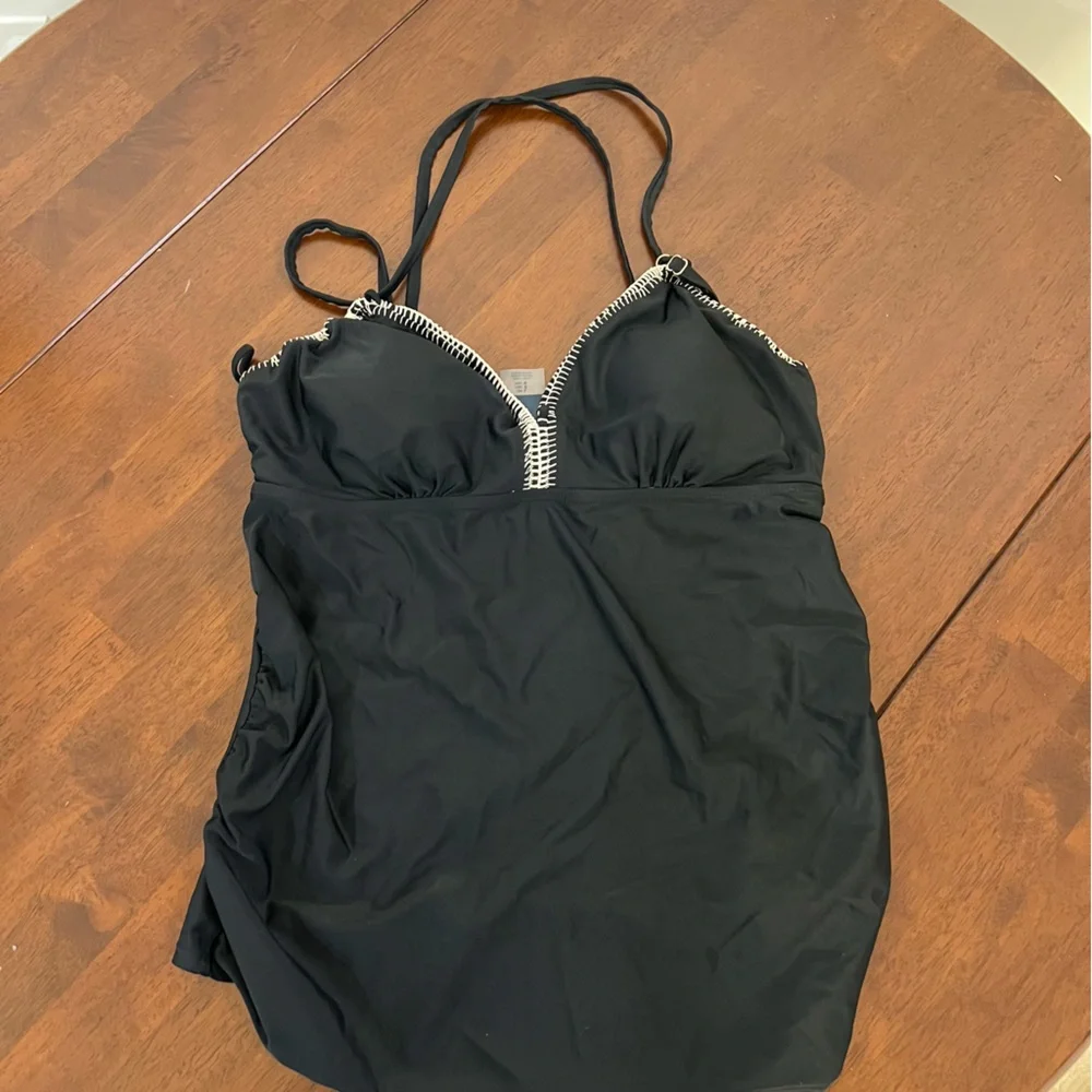 Black and Tan Tankini two piece swimsuit top Beach Bump by Motherhood Maternity